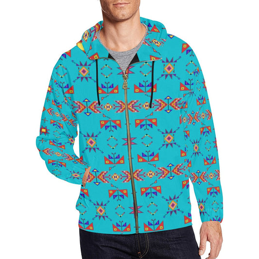 Scattered Generations Turquoise Men's Zipper Hoodie