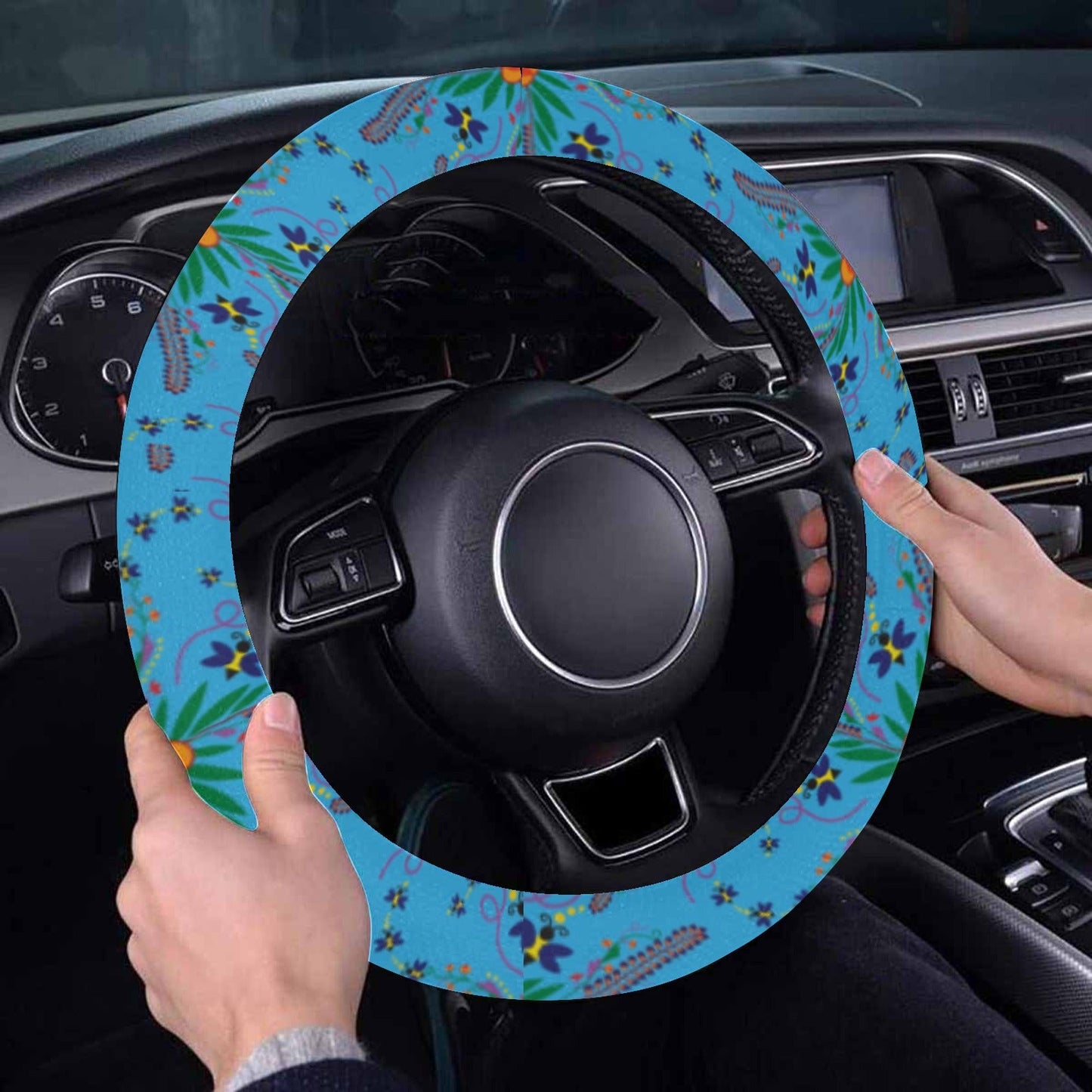 Willow Bee Saphire Steering Wheel Cover with Elastic Edge