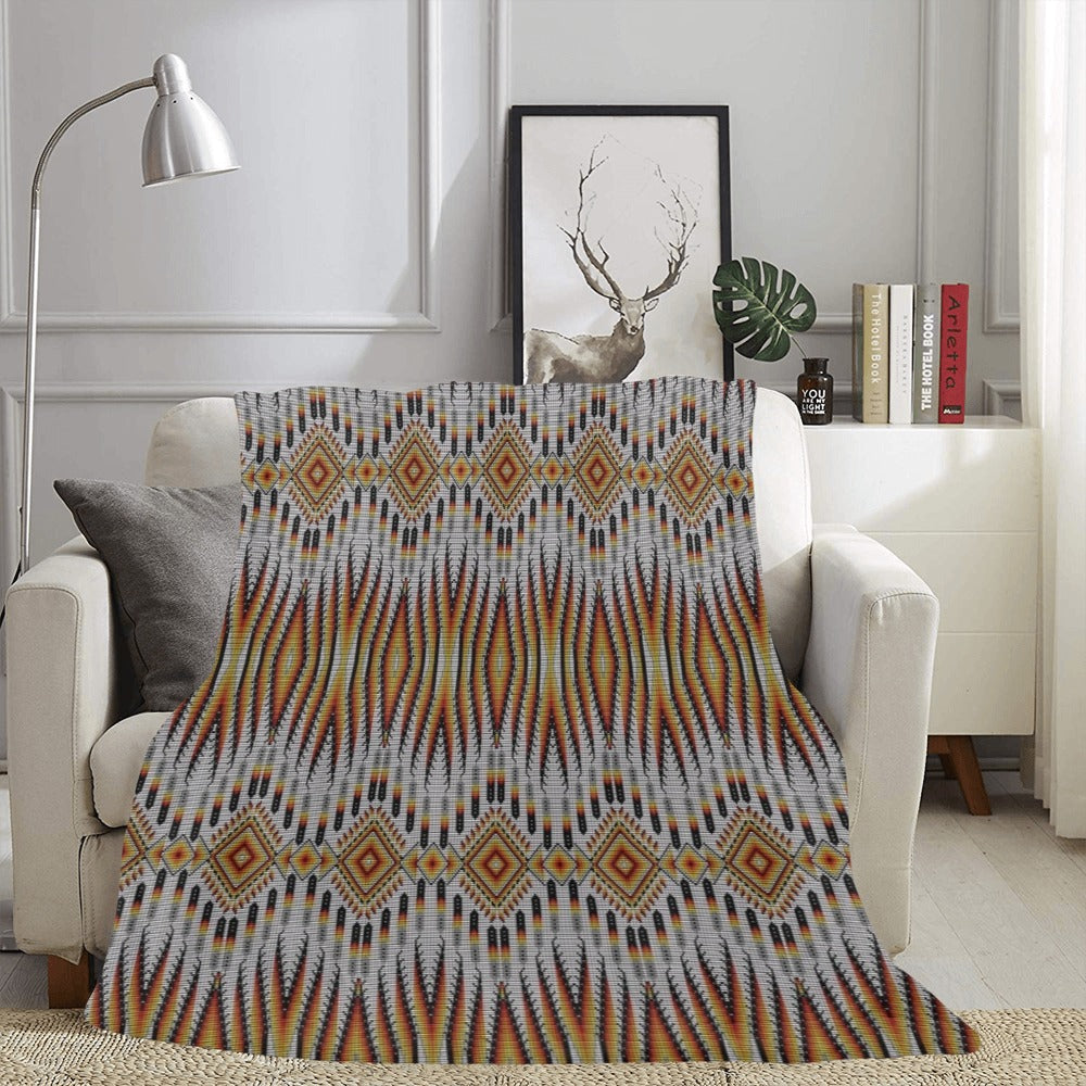 Fire Feather White X-Large Micro Fleece Blanket