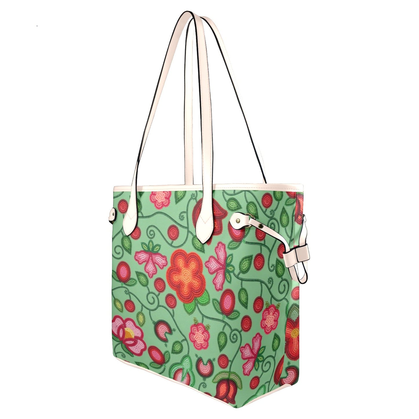 Rose Reverie Green Clover Canvas Tote
