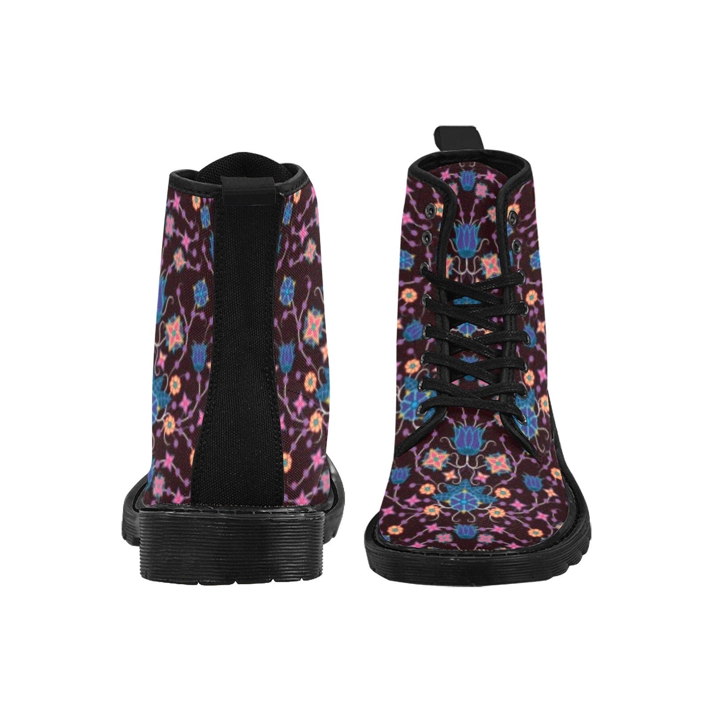 Floral Damask Purple Boots for Men