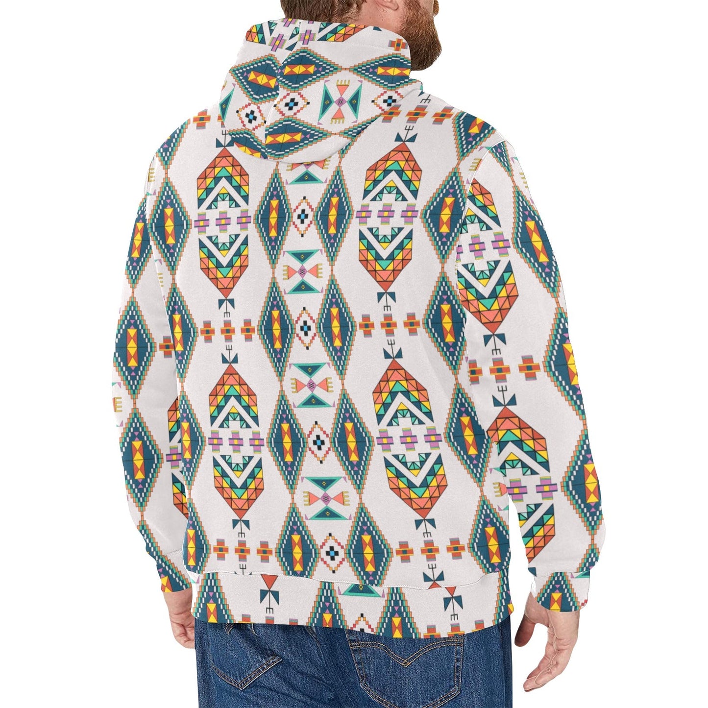 Travois Tipi Grey Men's Long Sleeve Fleece Hoodie
