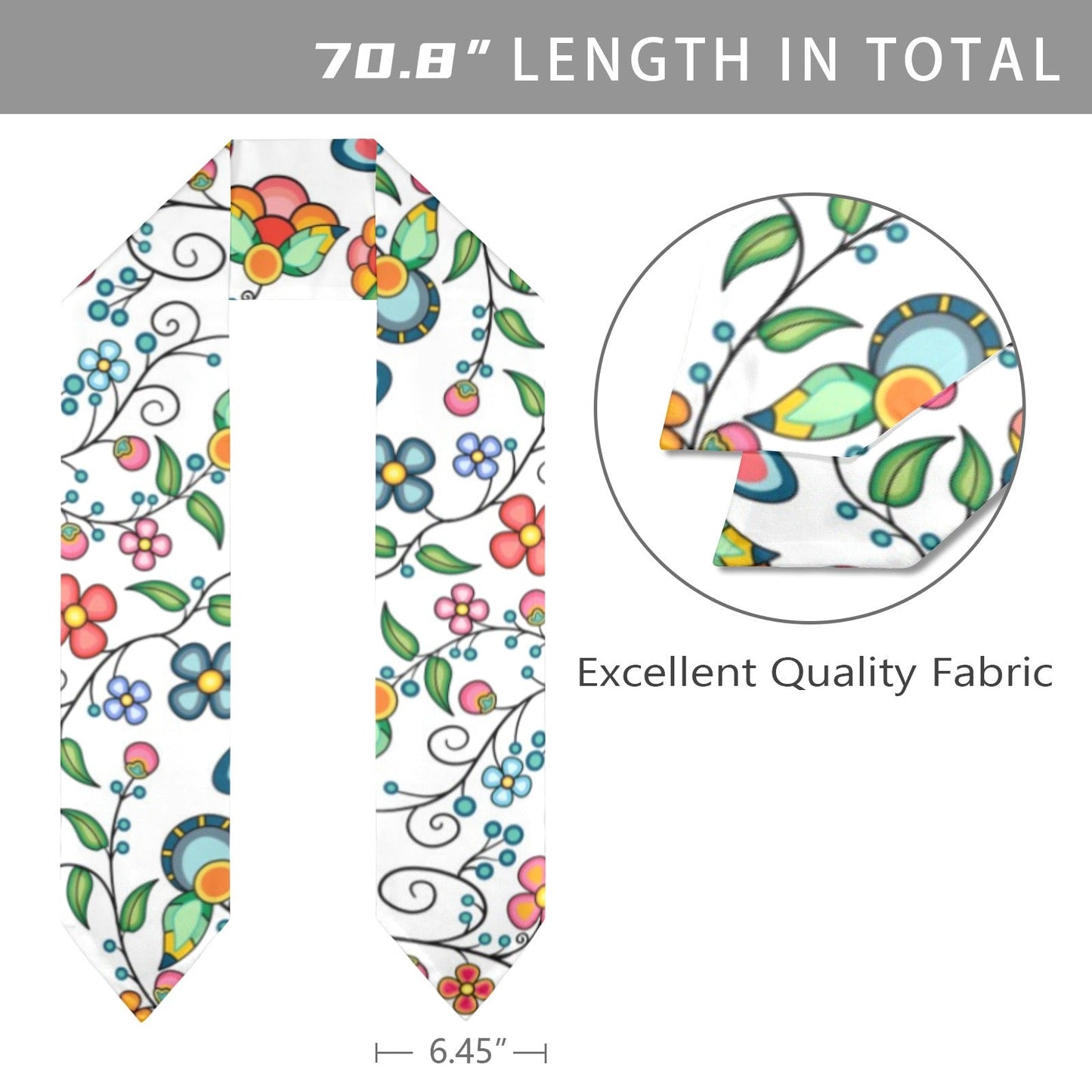 Floral Bounty White Graduation Stole