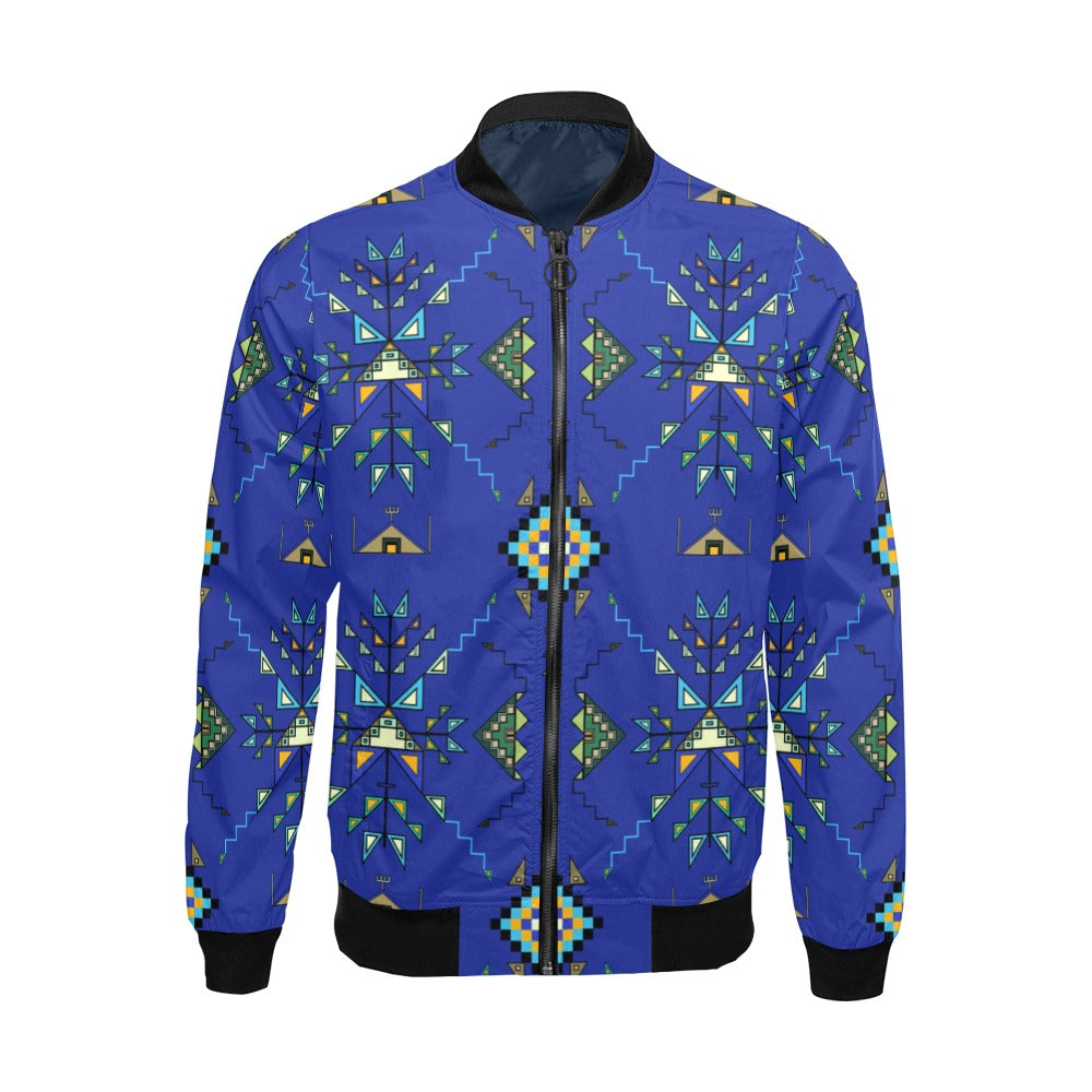 Bear Shield Dark Blue Bomber Jacket for Men