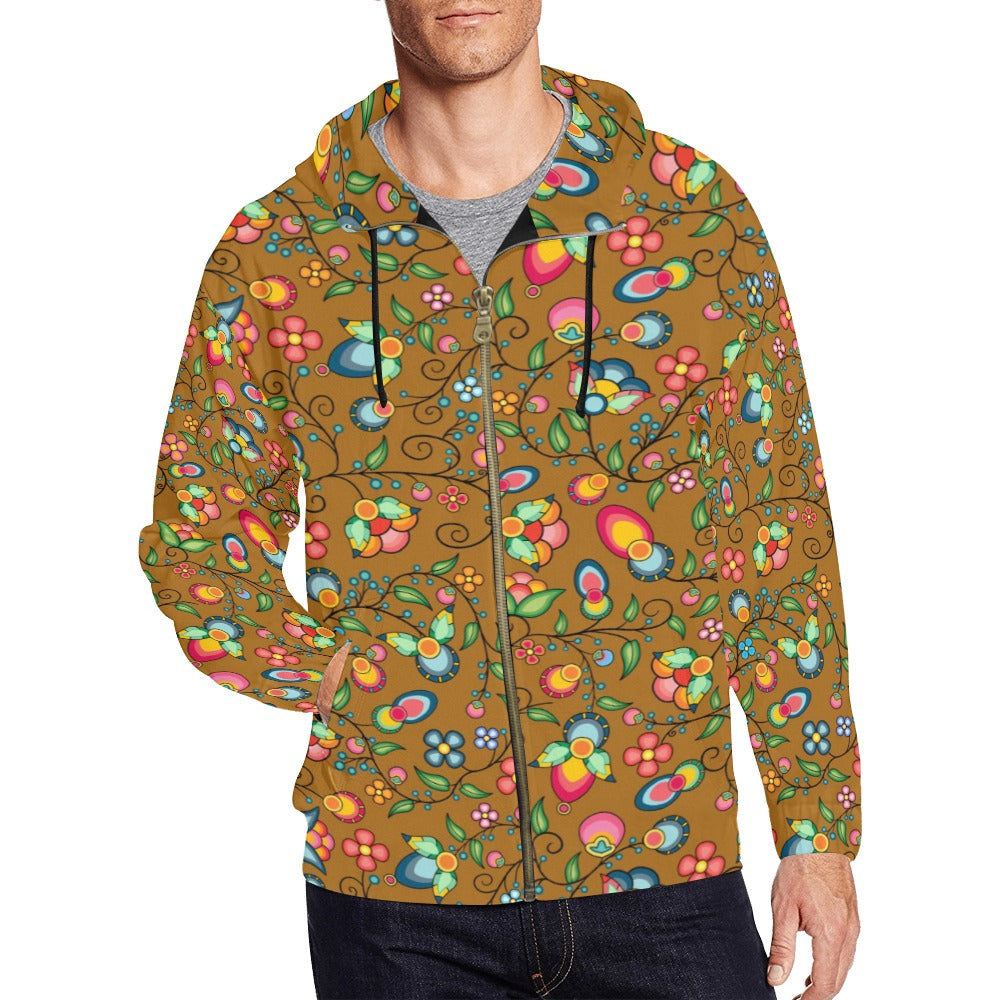 Floral Bounty Fall Leaves Men's Zipper Hoodie
