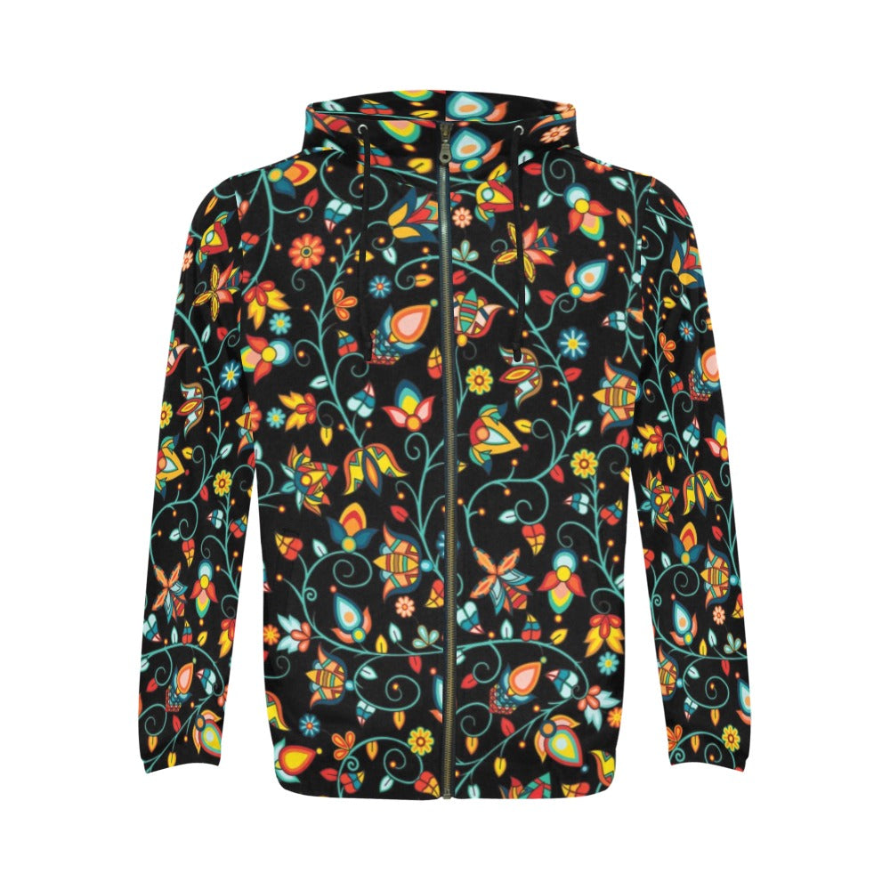 Thorny Path Black Men's Zipper Hoodie