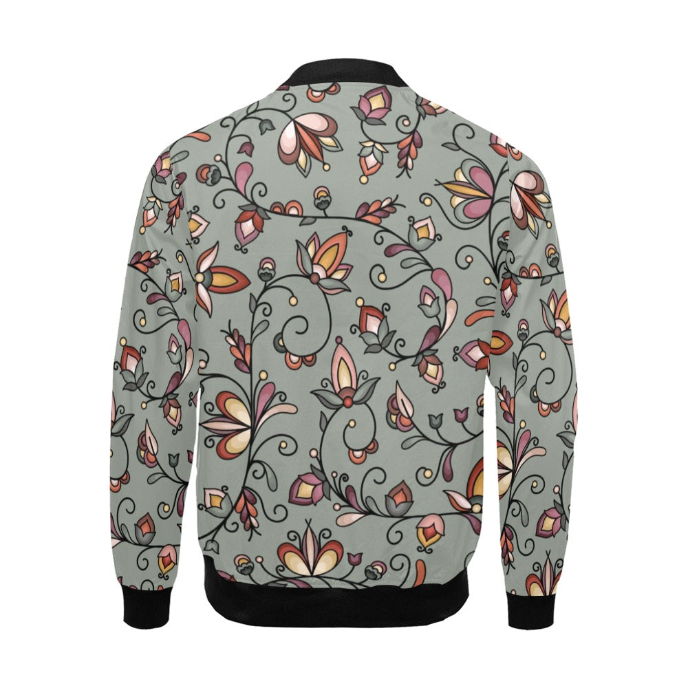 Burnt Sky Petals Green Bomber Jacket for Men