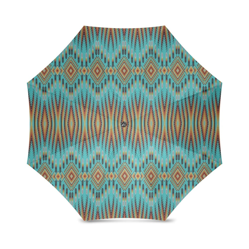 Fire Feather Turquoise Foldable Umbrella