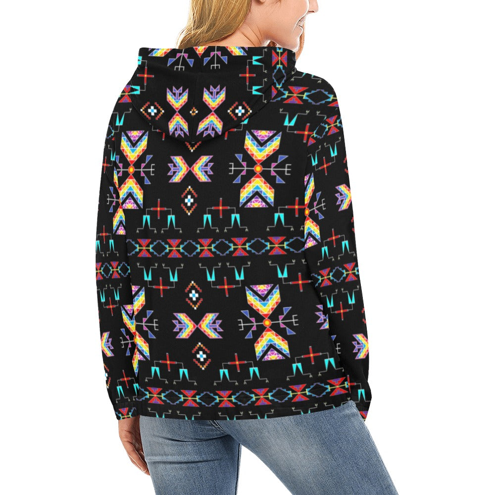 Rainy Chief Rainbow Black Hoodie for Women