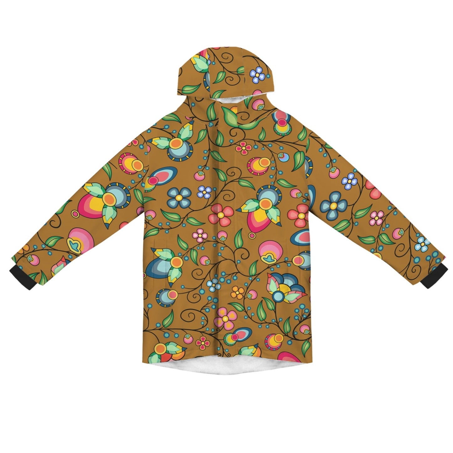 Floral Bounty Fall Leaves Unisex Sherpa Lined Hooded Coat