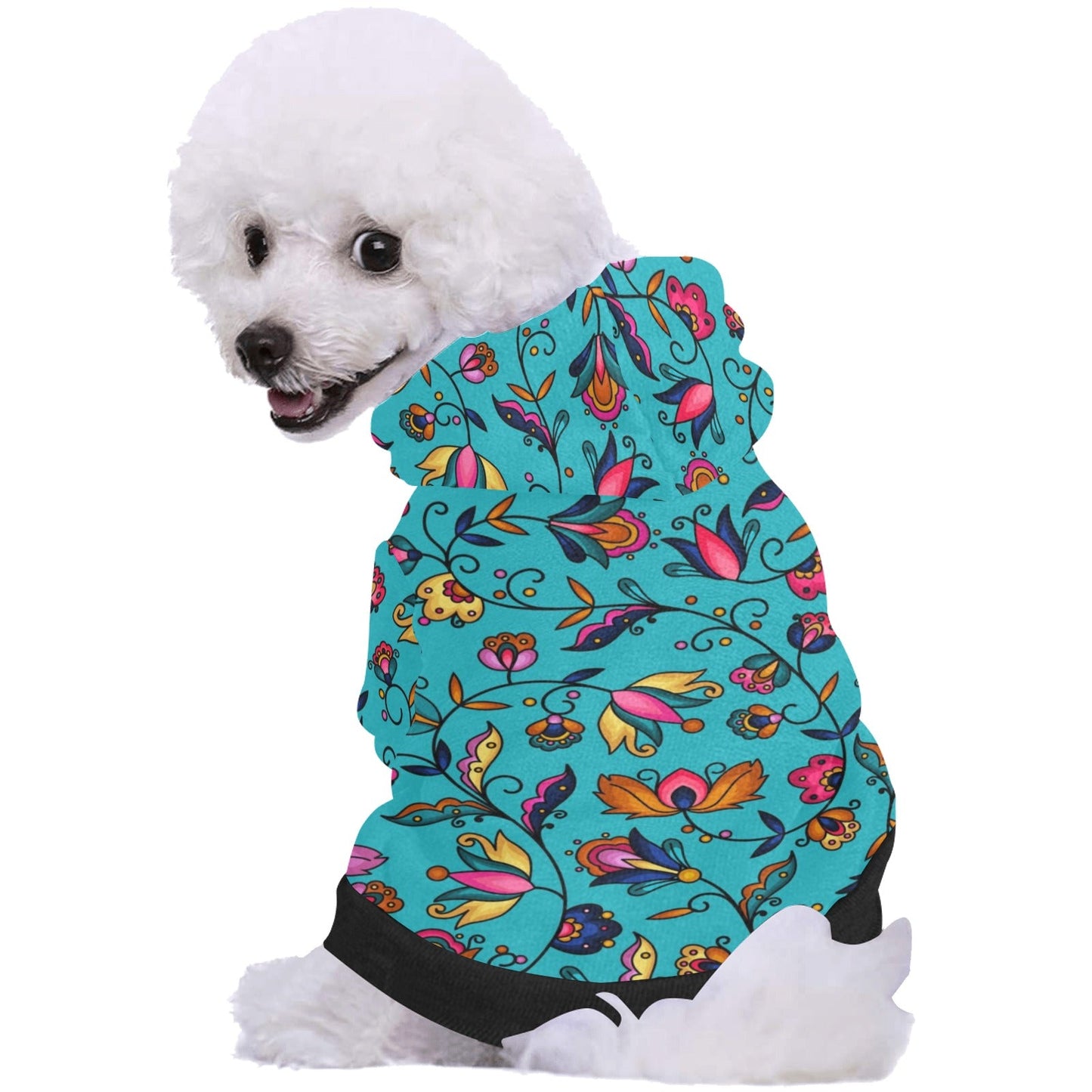 Copper Prairie Petals Turquoise Pet Dog Hoodie