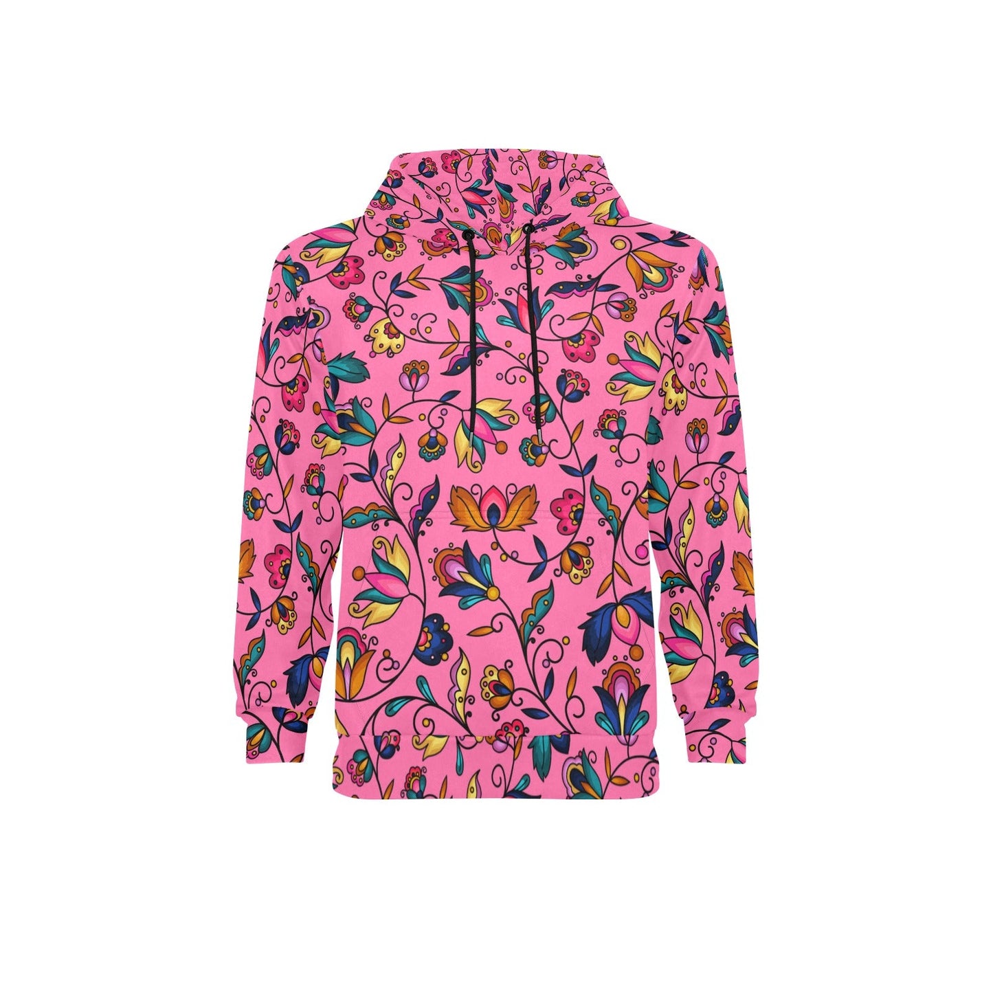 Copper Prairie Petals Pink Men's Long Sleeve Fleece Hoodie