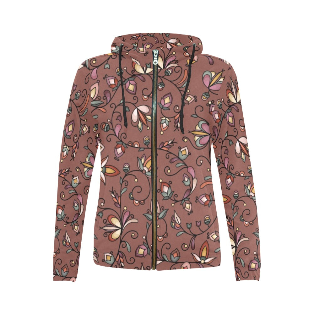 Burnt Sky Petals Full Zip Hoodie for Women