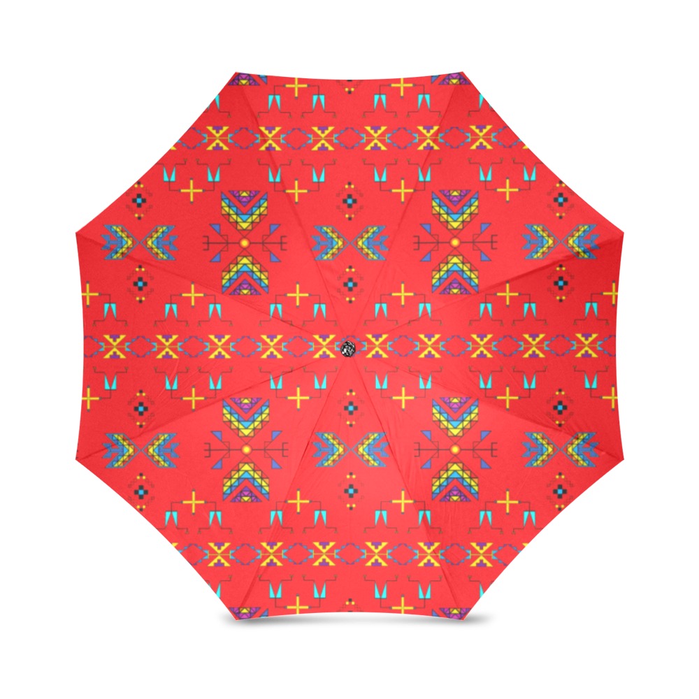 Rainy Chief Rainbow Red Foldable Umbrella