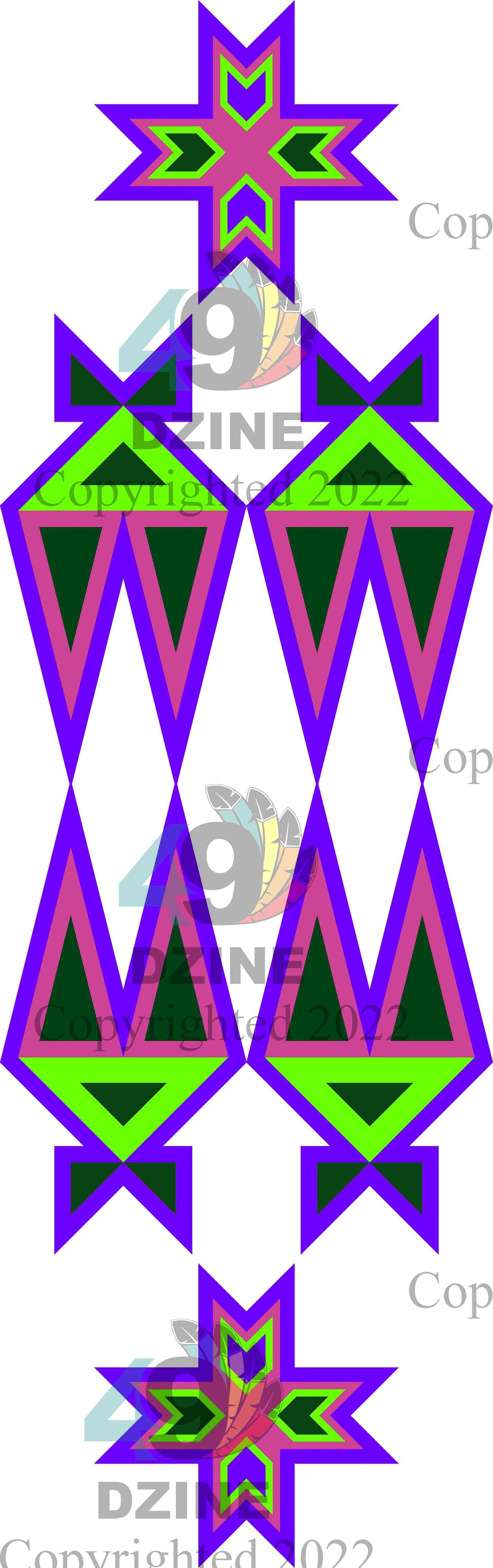 11-inch Geometric Transfer Four Directions Lodges Transfers 49 Dzine Four Directions Lodges Purple and Pink 