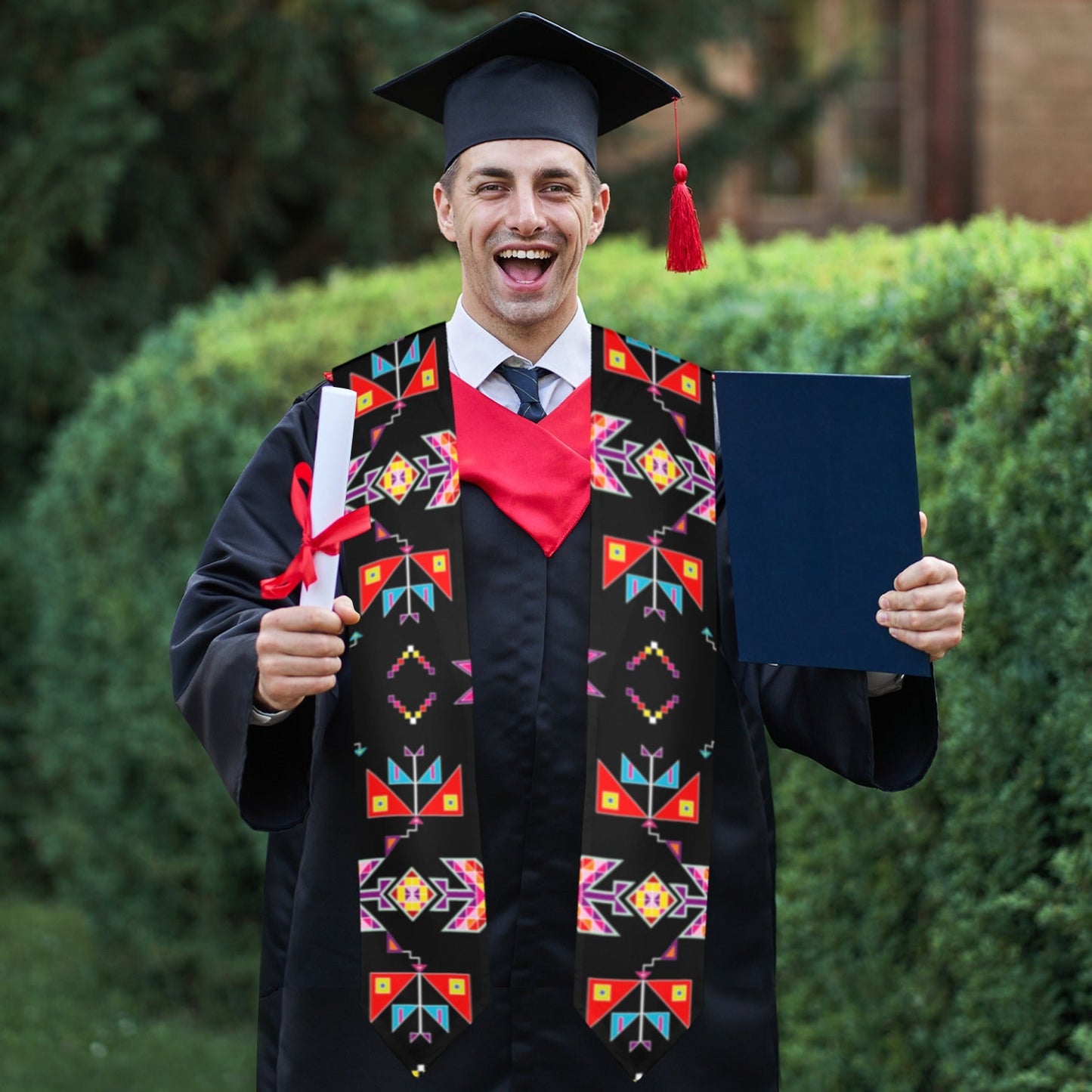 Scattered Generations Black Graduation Stole