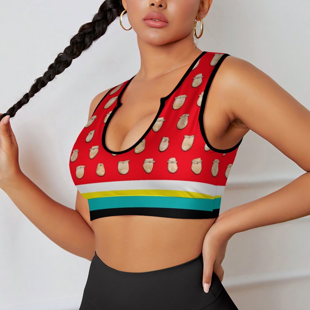 Elk Teeth on Red Yoga Top