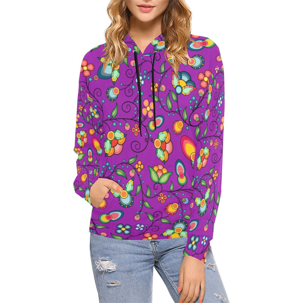 Floral Bounty Purple Hoodie for Women