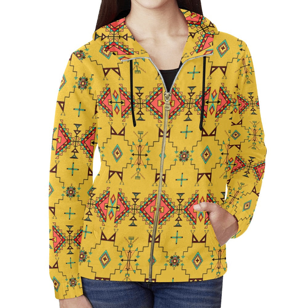 Thunder Flight Yellow Full Zip Hoodie for Women