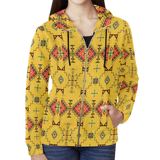 Thunder Flight Yellow Full Zip Hoodie for Women