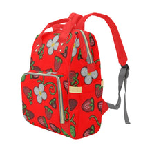 Load image into Gallery viewer, Strawberry Dreams Fire Multi-Function Diaper Backpack/Diaper Bag
