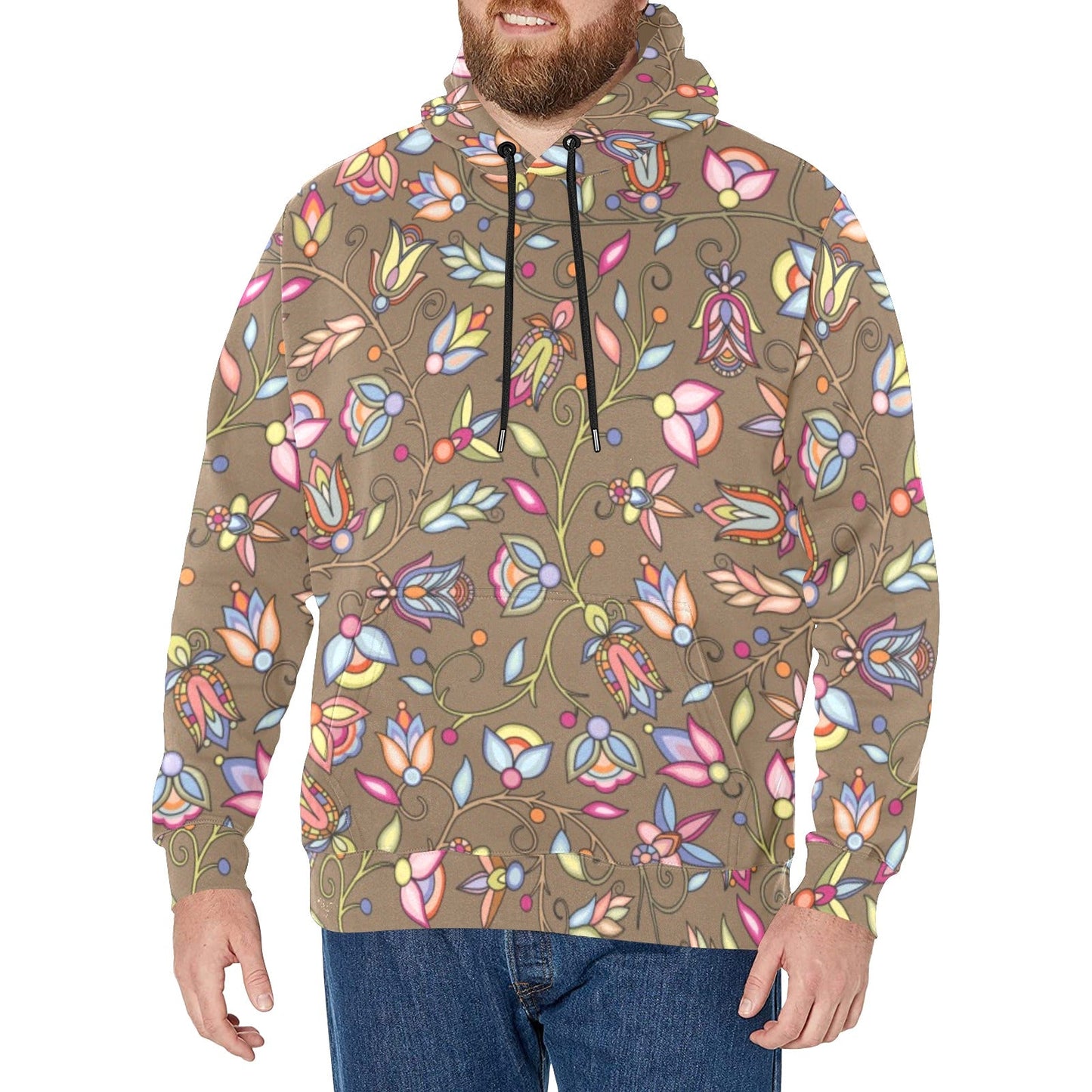Buffalo Bloom Earth Song Men's Long Sleeve Fleece Hoodie