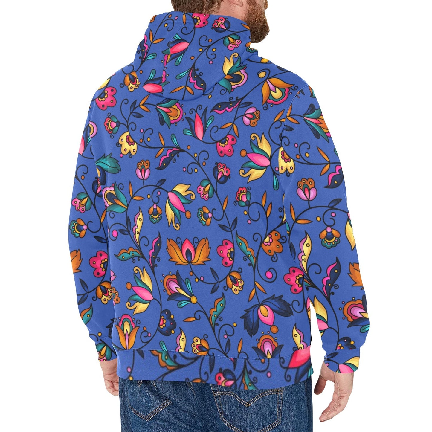 Copper Prairie Petals Blue Fleece Hoodie