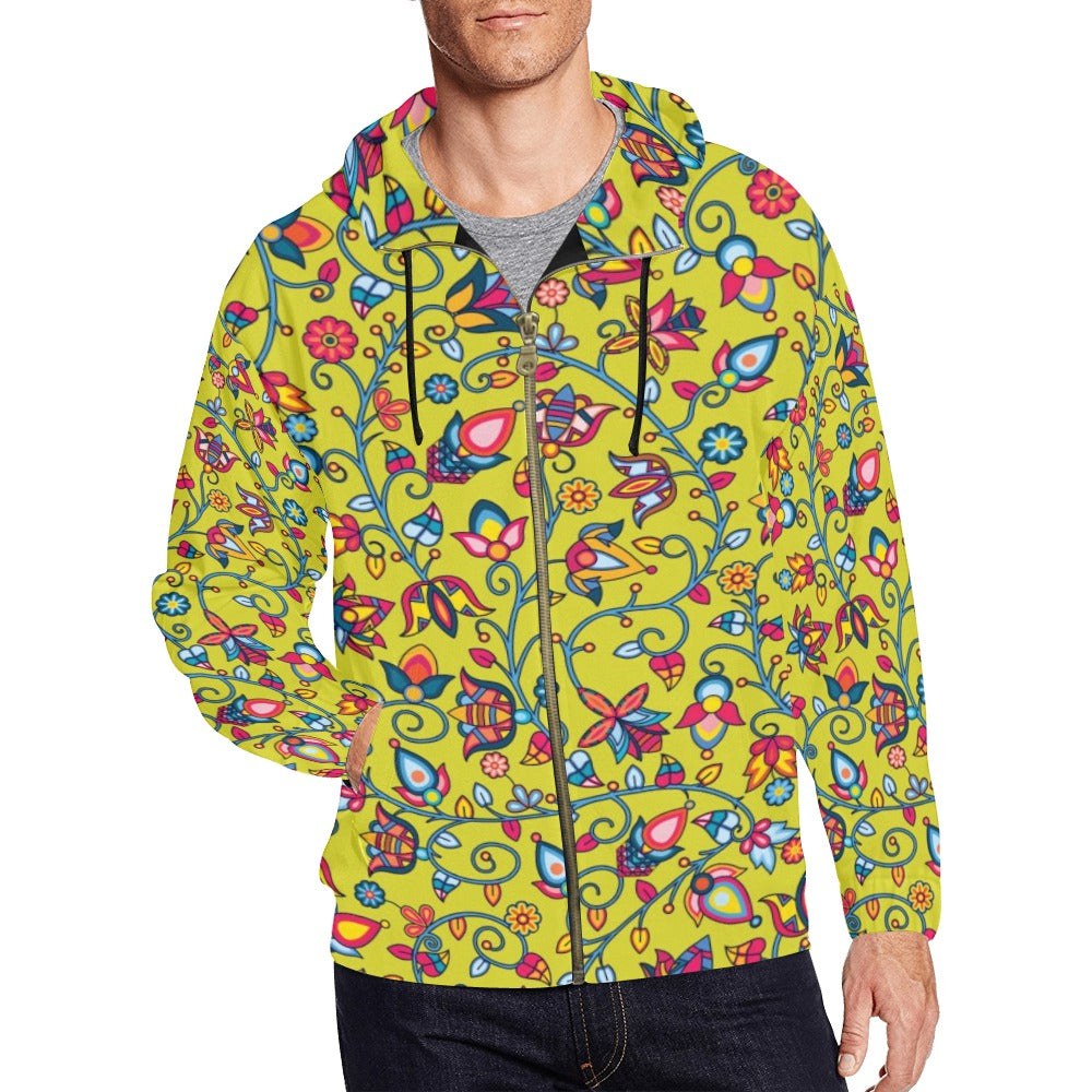 Thorny Path Yellow Grass Men's Zipper Hoodie