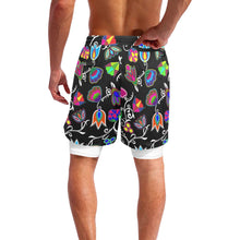 Load image into Gallery viewer, Indigenous Paisley Black Men&#39;s Sports Shorts with Compression Liner
