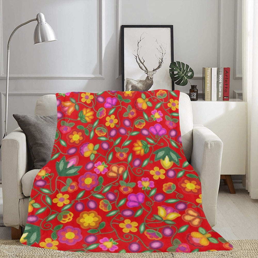Boreal Bounty Red X-Large Micro Fleece Blanket