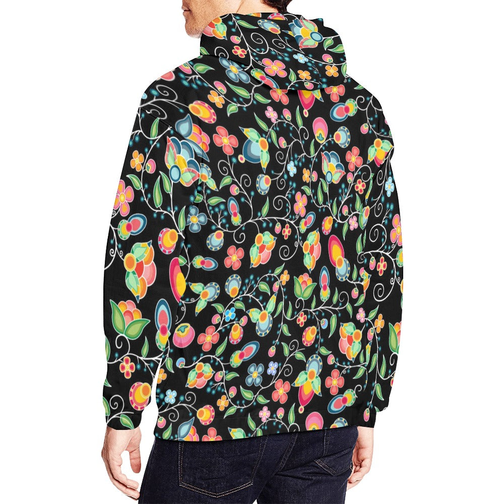 Floral Bounty Black Hoodie for Men