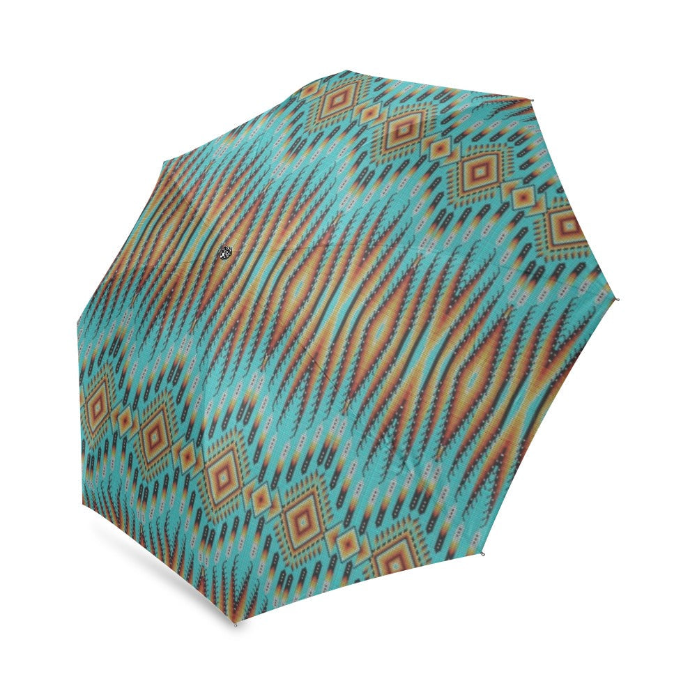 Fire Feather Turquoise Foldable Umbrella