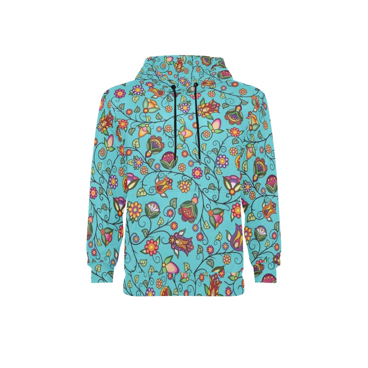 Heartbeat Petals Turquoise Men's Long Sleeve Fleece Hoodie