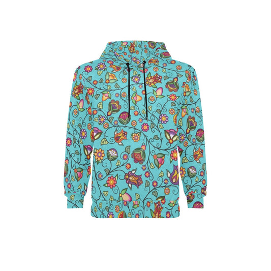 Heartbeat Petals Turquoise Fleece Hoodie