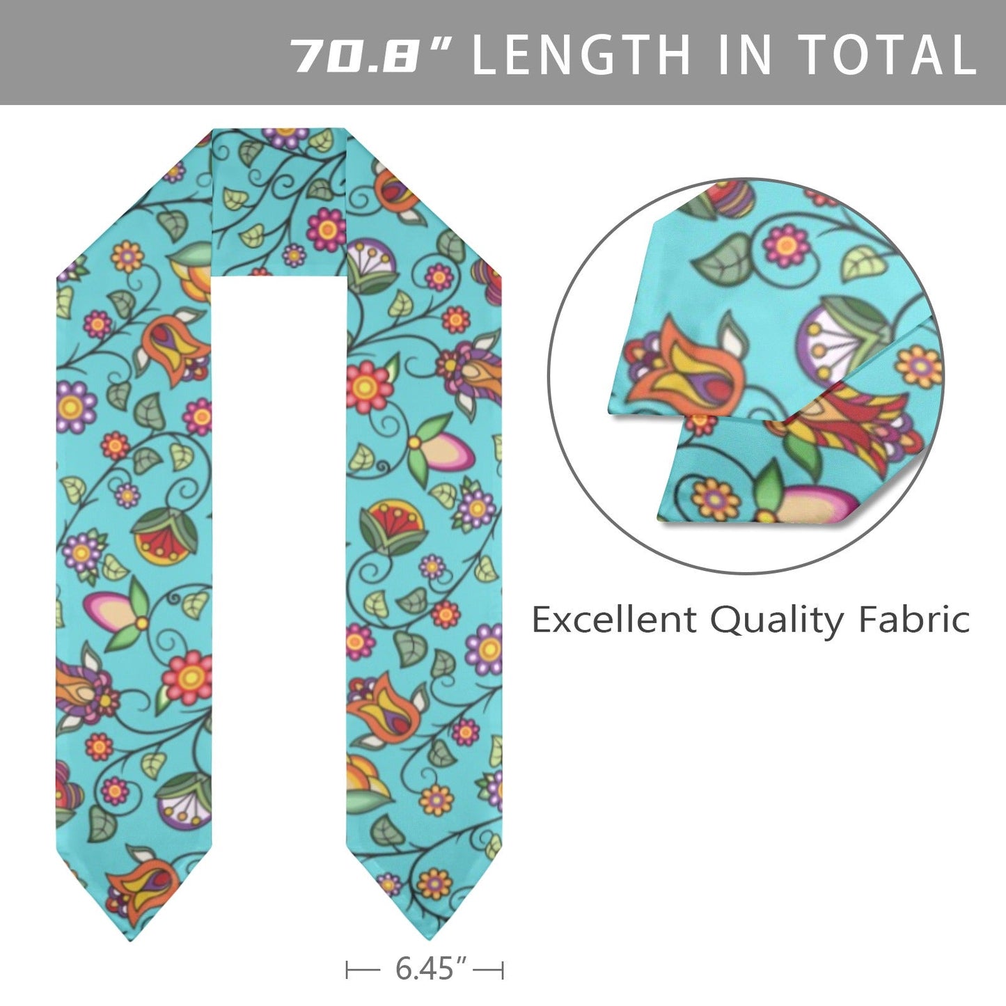 Heartbeat Petals Turquoise Graduation Stole