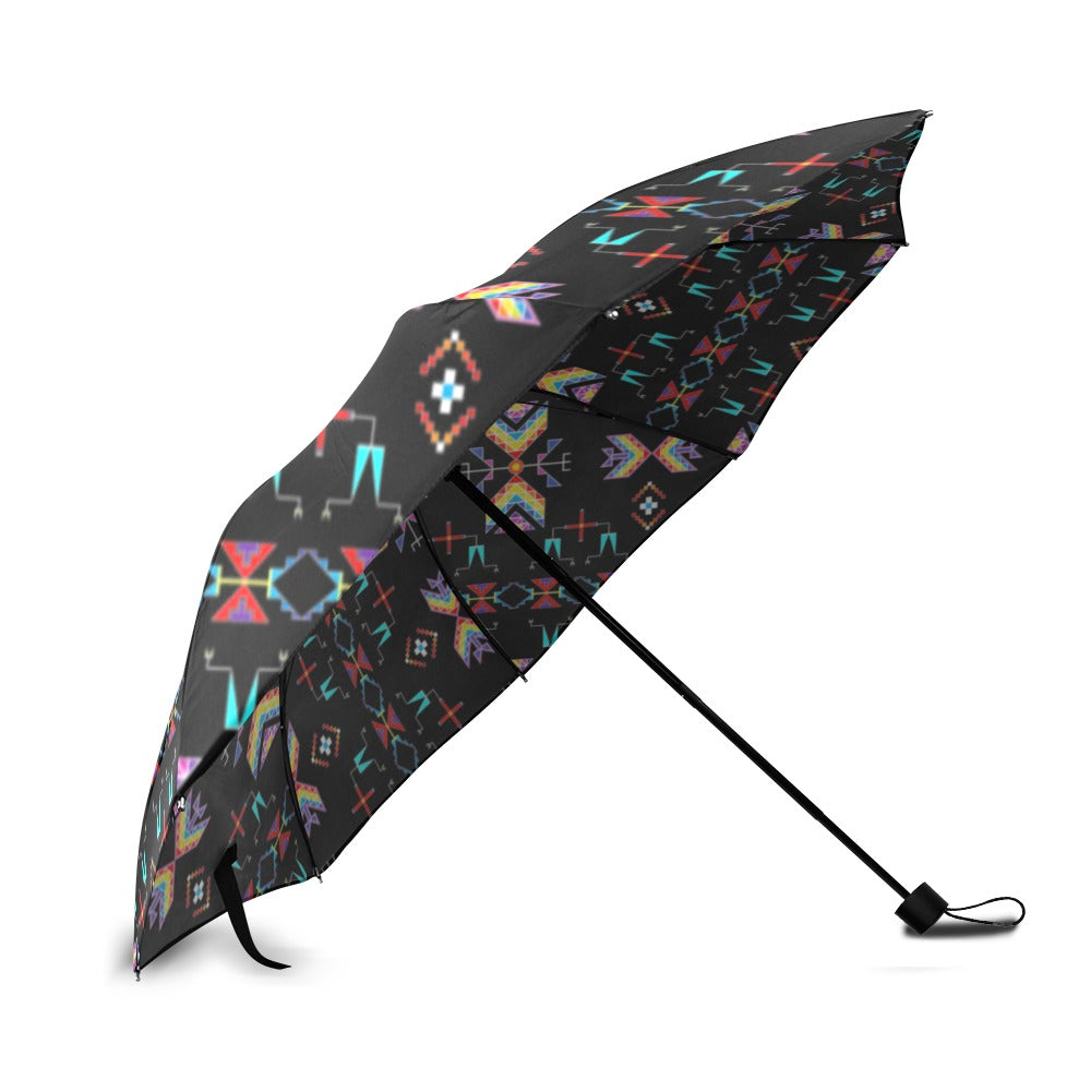 Rainy Chief Rainbow Black Foldable Umbrella