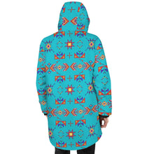 Load image into Gallery viewer, Scattered Generations Turquoise Unisex Sherpa Lined Hooded Coat
