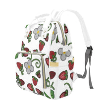 Load image into Gallery viewer, Strawberry Dreams White Multi-Function Diaper Backpack/Diaper Bag
