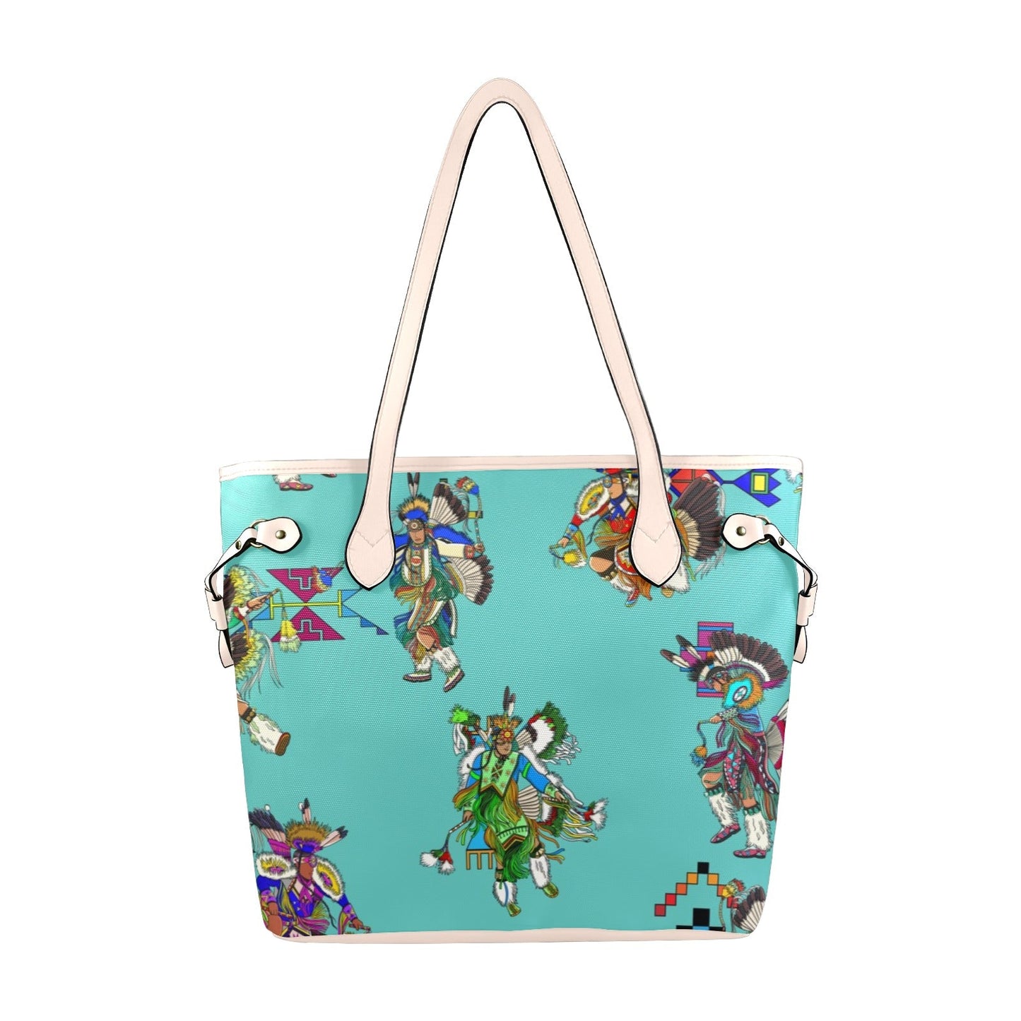 Men's Fancy Dancers Eggshell Blue Clover Canvas Tote