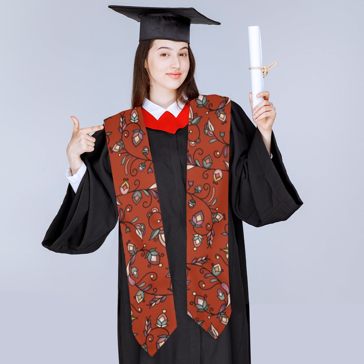 Burnt Sky Petals Red Graduation Stole – 49DzineMembers