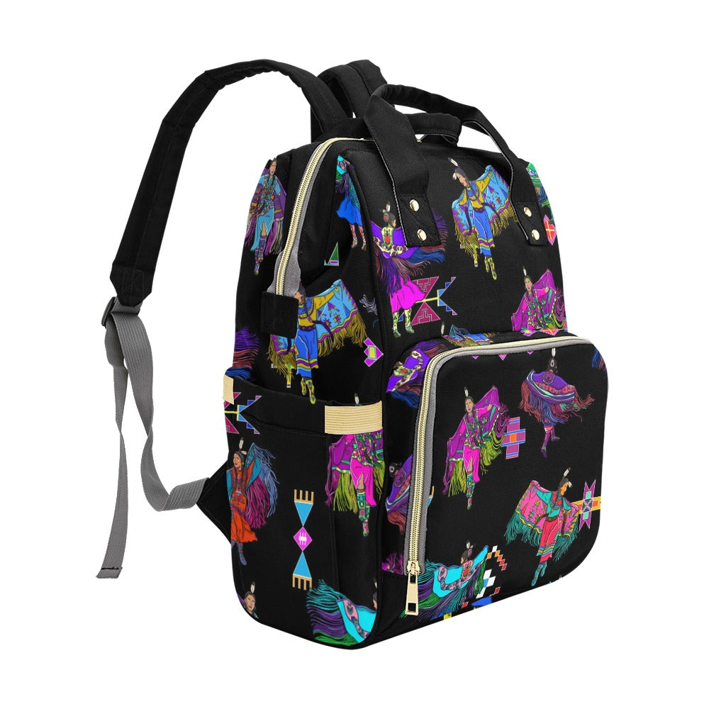 Women's Fancy Dancers Black Multi-Function Diaper Backpack