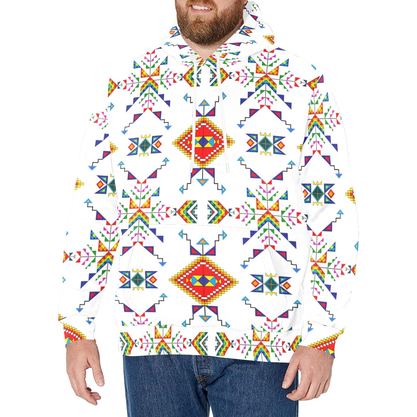 Buffalo Jump White Men's Long Sleeve Fleece Hoodie