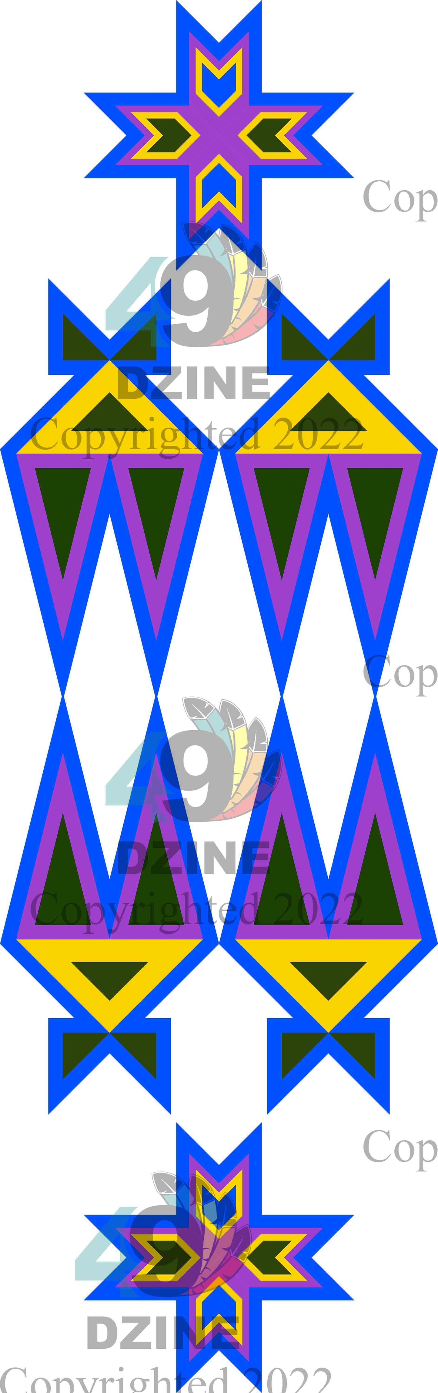 14-inch Geometric Transfer Four Directions Lodges Transfers 49 Dzine Four Directions Lodges Blue and Yellow 