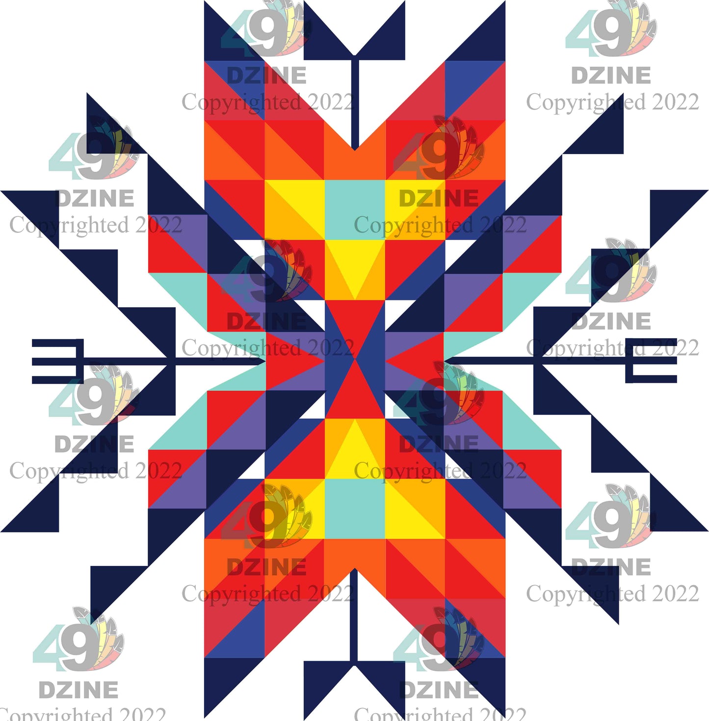 14-inch Geometric Transfer Medicine Lodge Transfers 49 Dzine Medicine Lodge Navy 