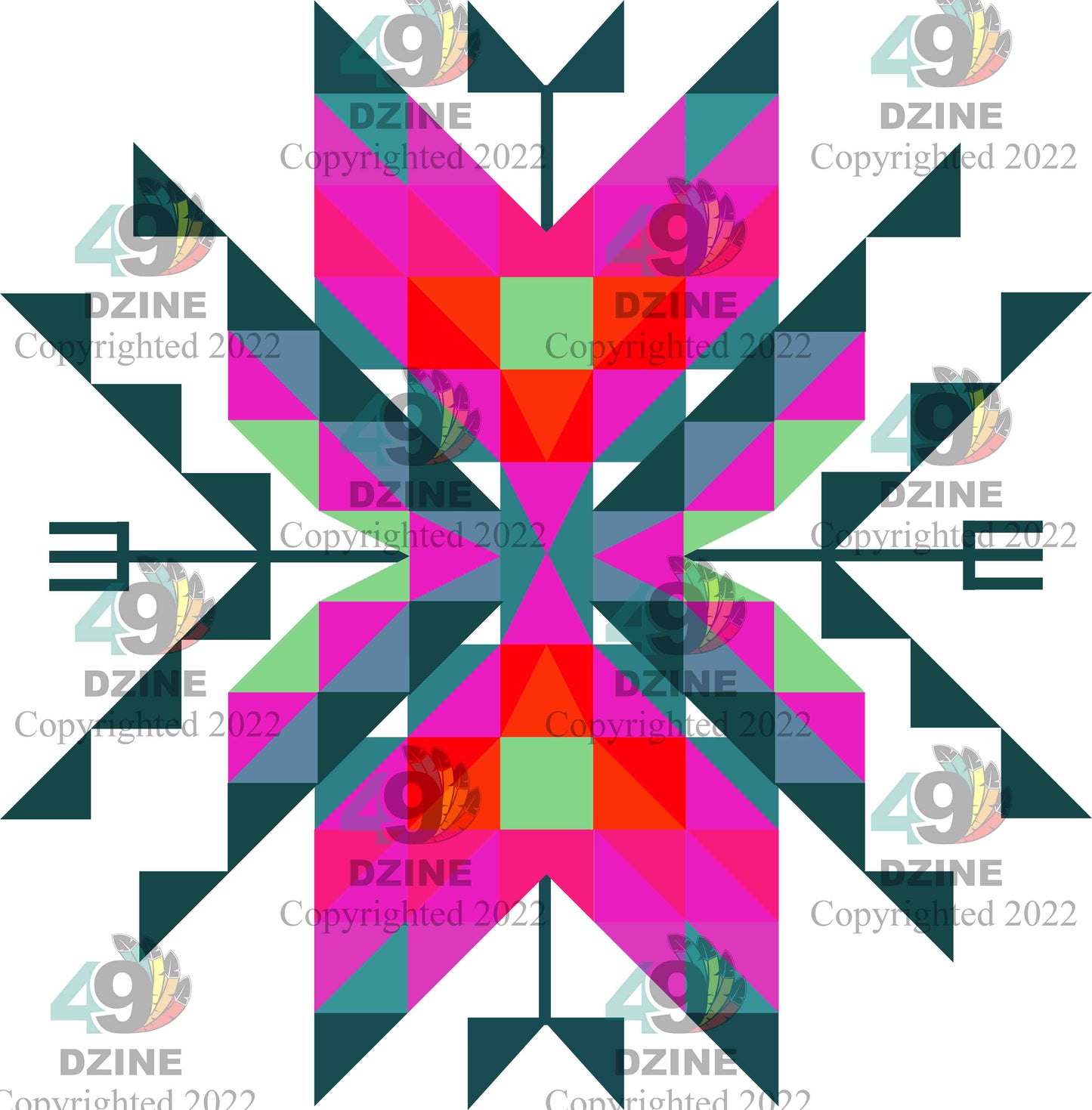 14-inch Geometric Transfer Medicine Lodge Transfers 49 Dzine Medicine Lodge Teal 