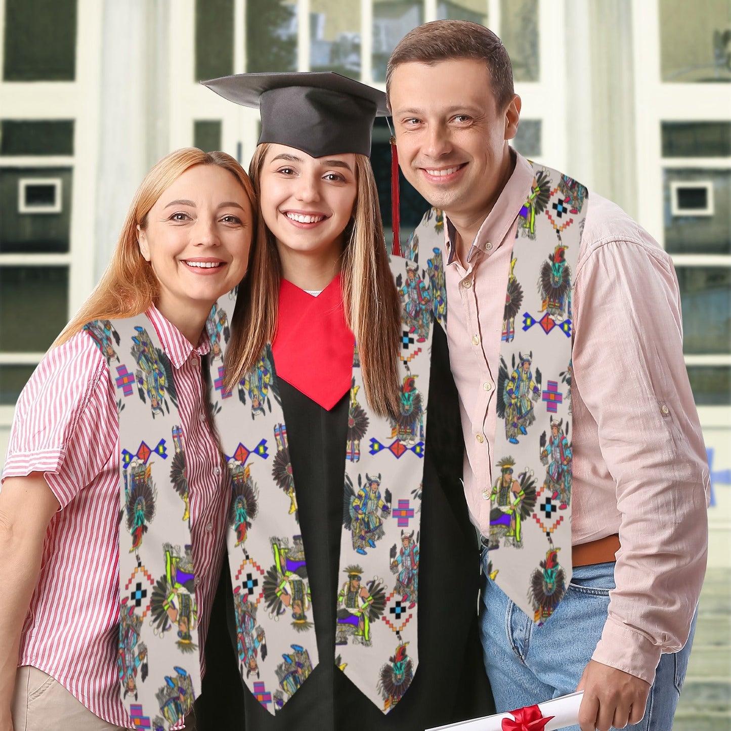 Men's Tradish Dancers Muslin White Graduation Stole