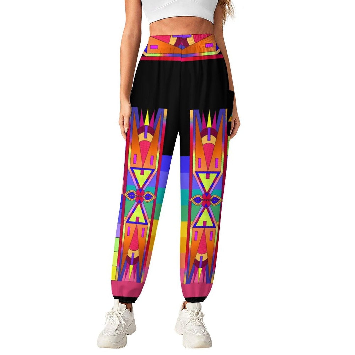 Rainbow Spirit Path Black Ribbon Joggers