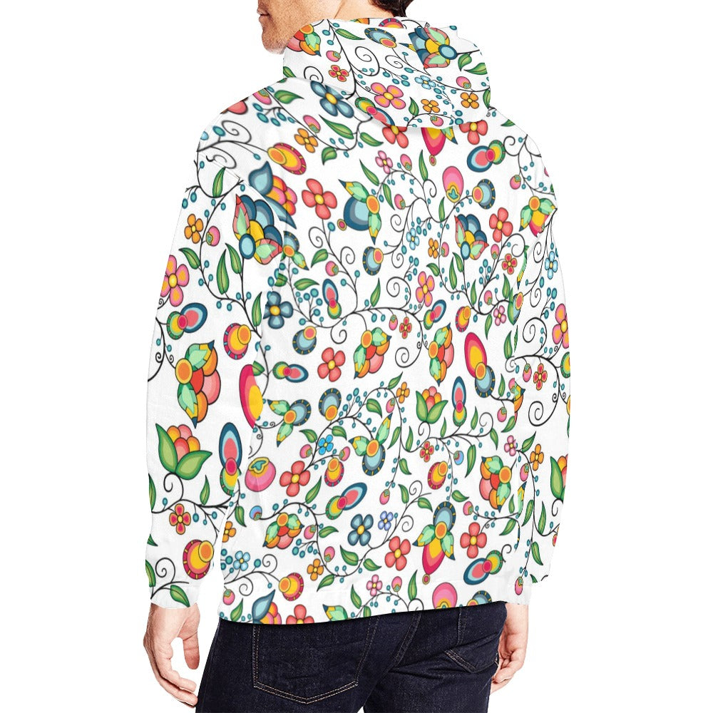 Floral Bounty White Hoodie for Men