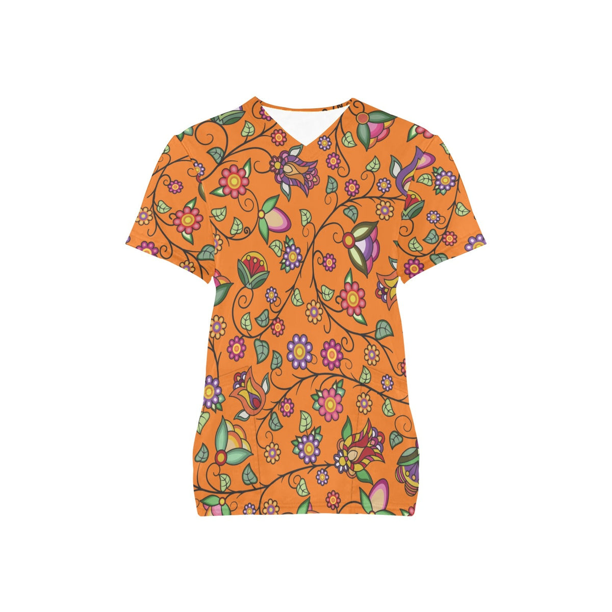Heartbeat Petals ECM Orange Scrub Top