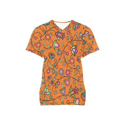 Heartbeat Petals ECM Orange Scrub Top